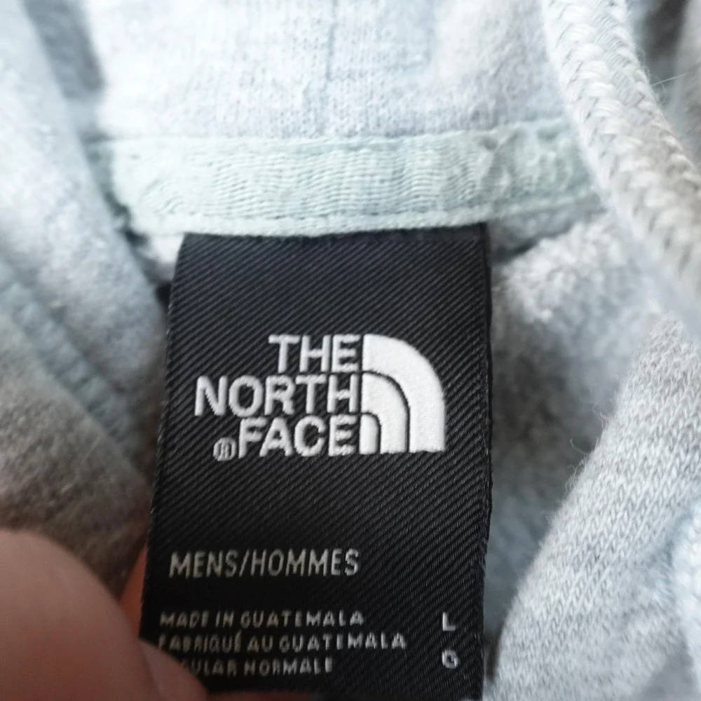 North Face Hoodie Mens L Gray Graphic Logo Pullover Sweatshirt Sweater Fleece